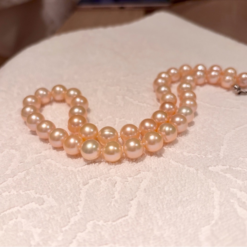 Genuine 17” Blush Pink Freshwater Pearl Necklace 8-9mm Strand